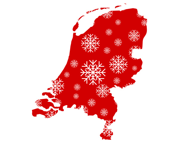 map of the netherlands with snowflakes