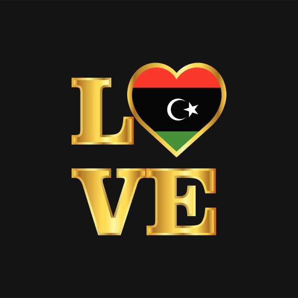 love typography libya flag design vector