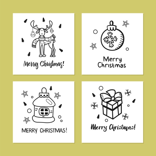 a set of christmas cards drawn