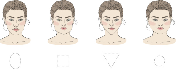 Set of different female face shapes with different - Stock Photo ...