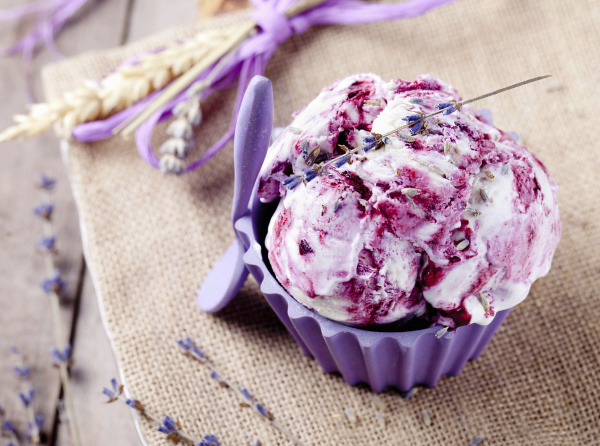 berry ice cream with lavender