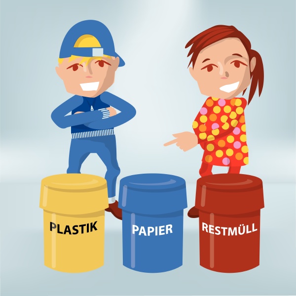 pupils at school and waste separation
