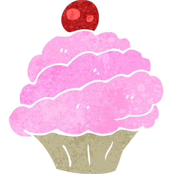 retro cartoon pink cupcake