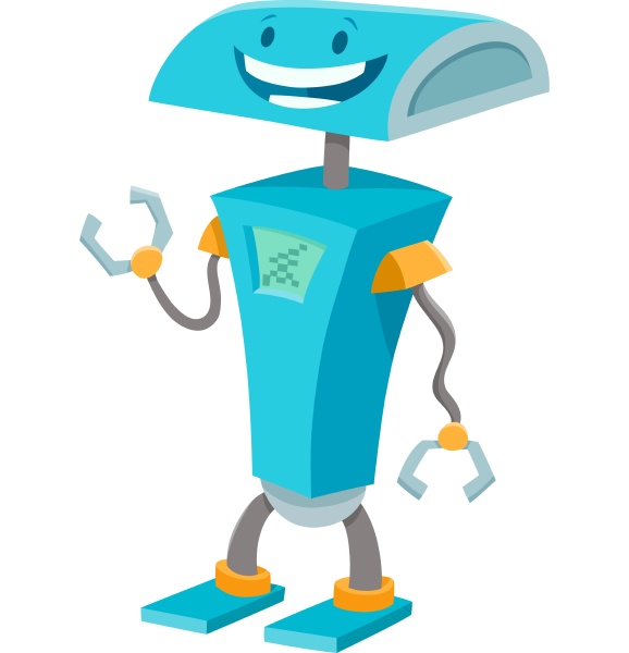 happy blue robot funny cartoon character - Royalty free image #26752758 |  PantherMedia Stock Agency