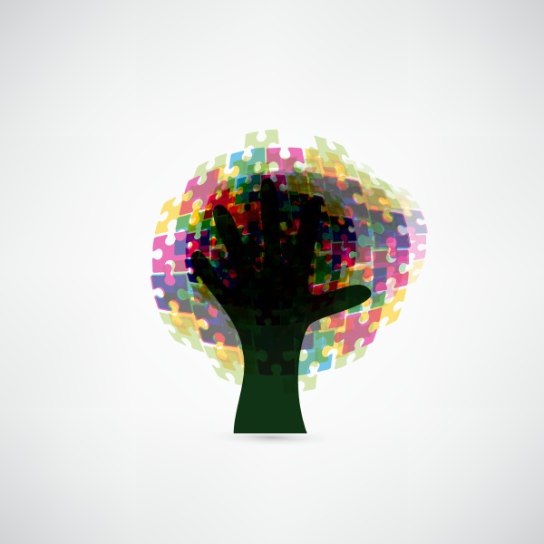abstract tree puzzle colorful background