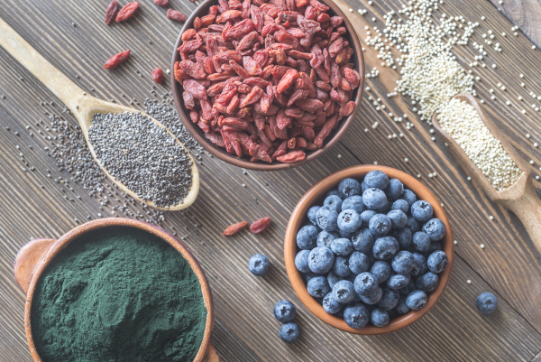 superfoods on the wooden table