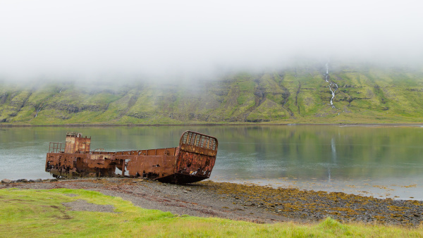 shipwreck from mjoifjordur fiord east