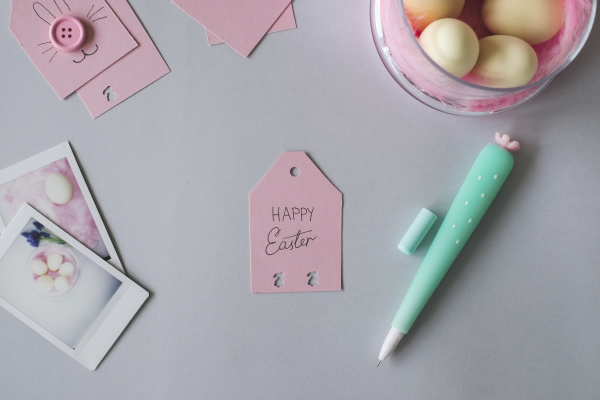 pink easter gift tag on the