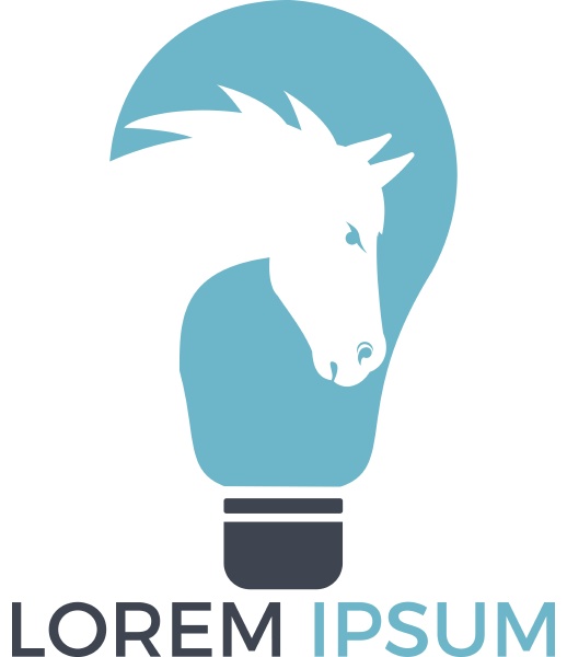 light bulb and horse logo design
