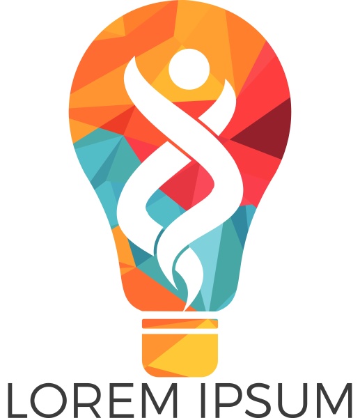 happy human and light bulb logo