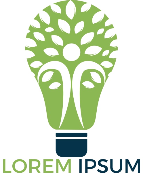 bulb lamp and people tree logo