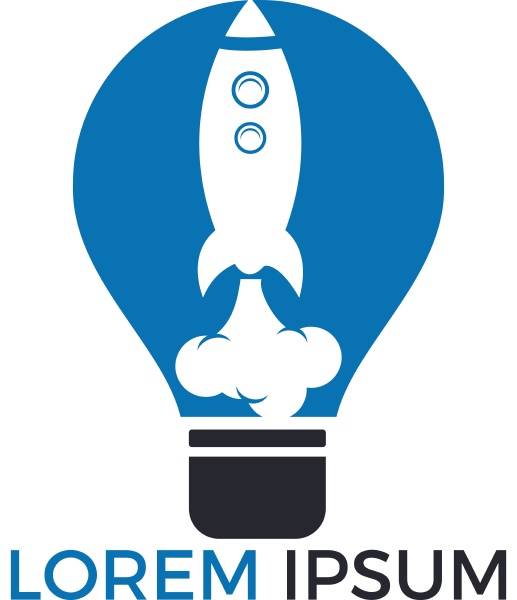 light bulb and rocket logo design