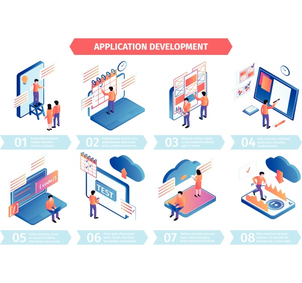 isometric people interfaces infographics composition with