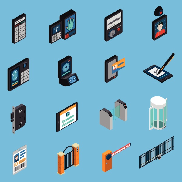 access identification isometric icons id