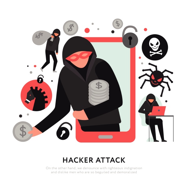 hacker attack composition with digital robbery