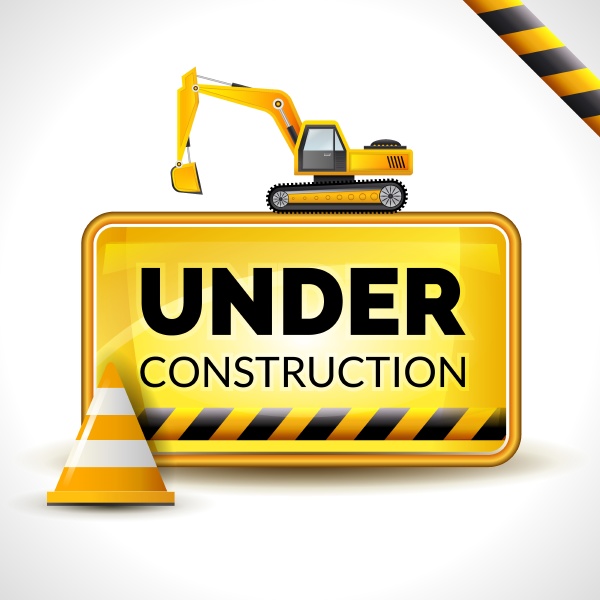 under construction poster with warning sign