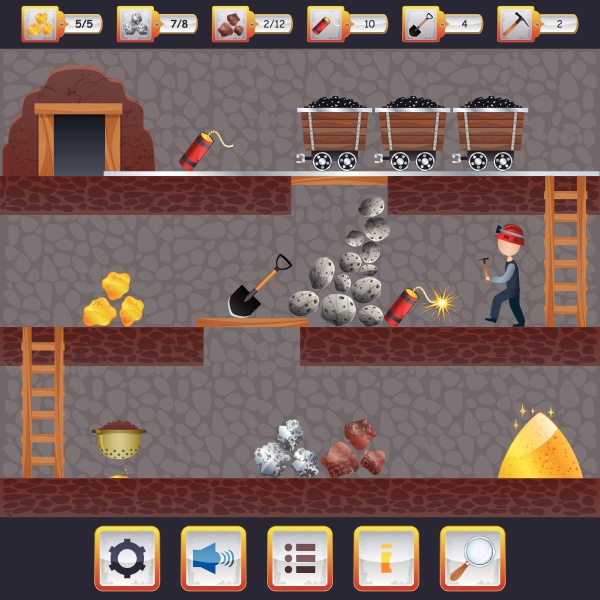 mining game treasure hunt interface with