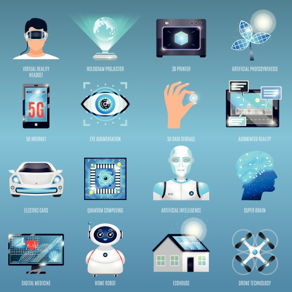 future technologies icons with eco house