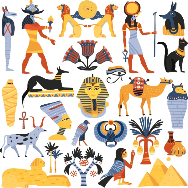 set of ancient egyptian religion elements