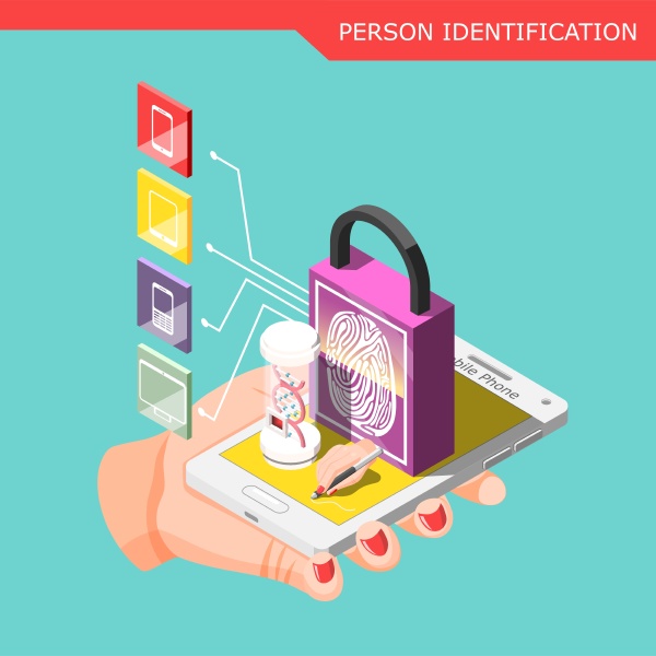 biometric id isometric composition with human