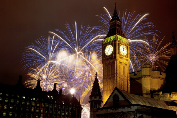 new year fireworks and big ben