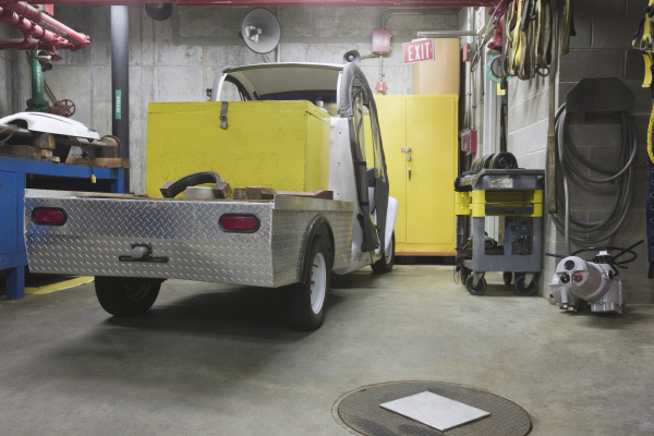 electric vehicle in a maintenance room