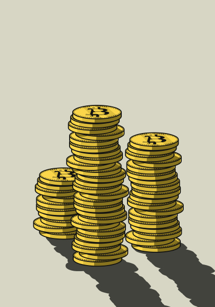 stacks of bitcoins