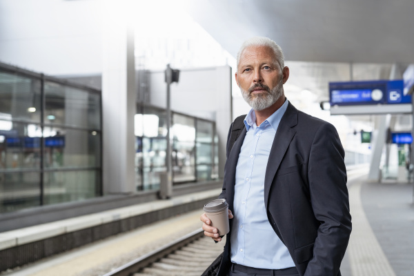 mature businessman at the station platform