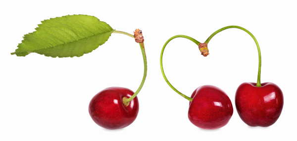 crunchy sweet cherries with heart