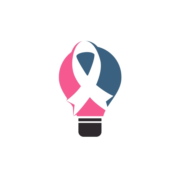 pink ribbon and bulb vector logo