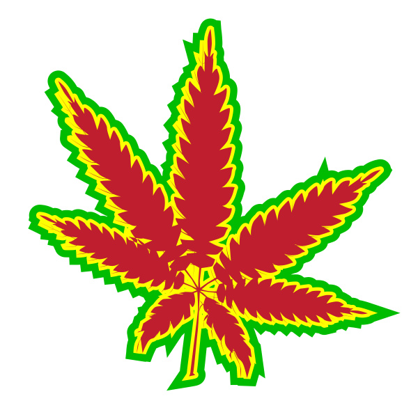 red green and marijuana leaf