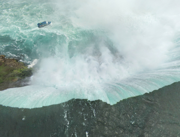 aerial view of boat near to