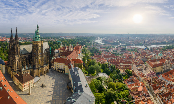 aerial view of the prague castle
