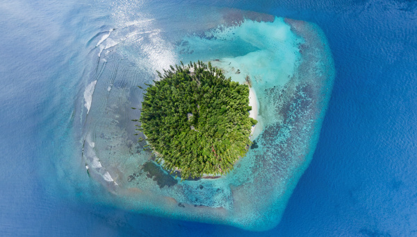 aerial view of isolated natural island