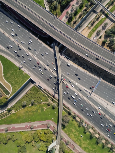aerial view of the traffic line