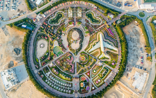 aerial view of the unusual colorful