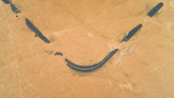 aerial view of highway covered with