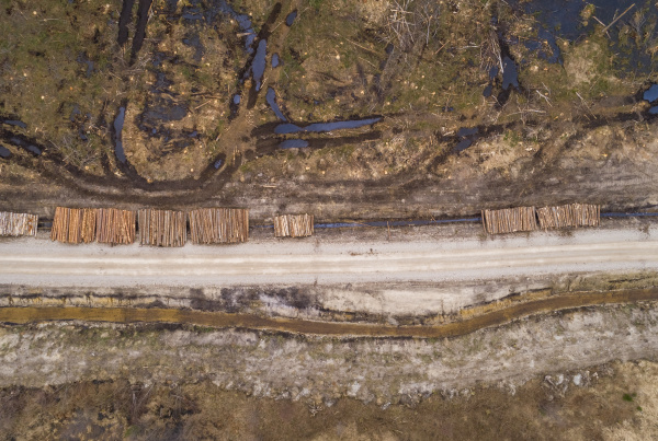aerial view of empty dirt road