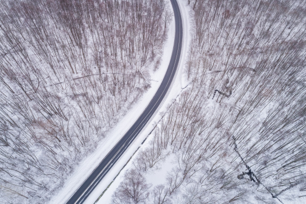 aerial view of an empty road