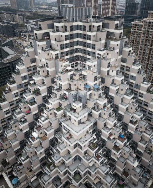 aerial view of residential tower block
