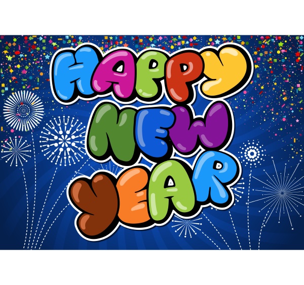 colorful happy new year greeting on