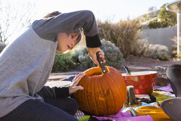 a six year old boy carving