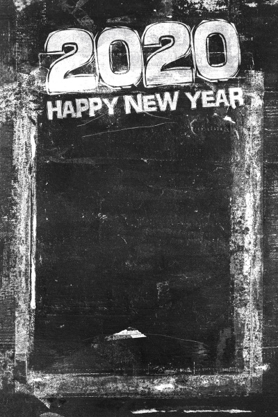 happy new year 2020 grungy chalkboard