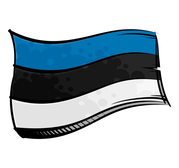 painted estonia flag waving in wind