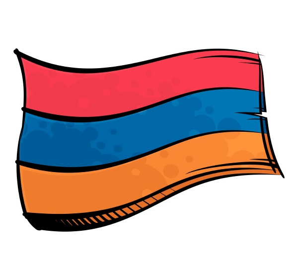 painted armenia flag waving in wind