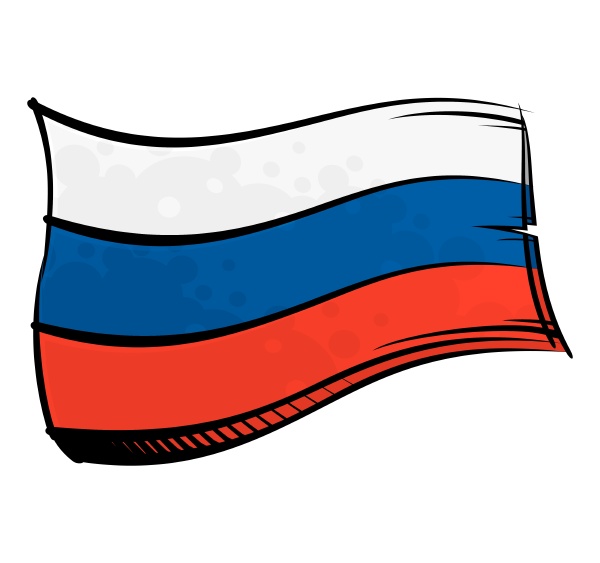 painted russia flag waving in wind