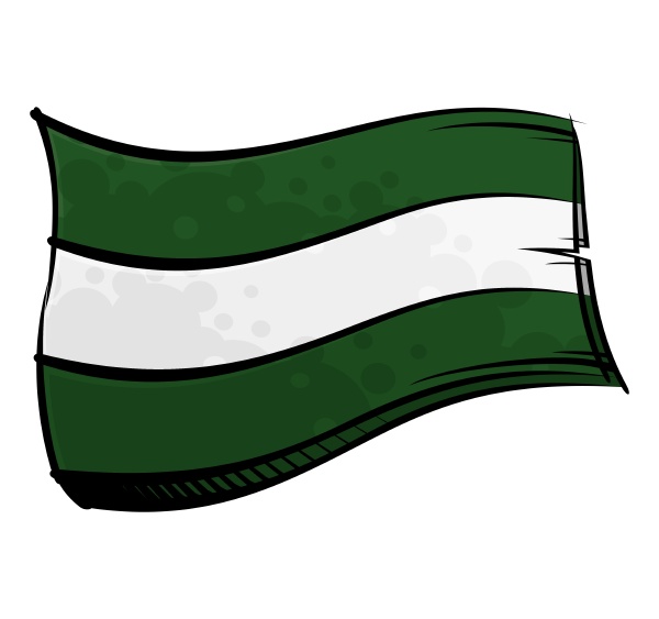 painted andalusia flag waving in wind