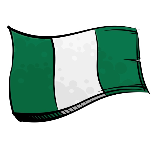 painted nigeria flag waving in wind