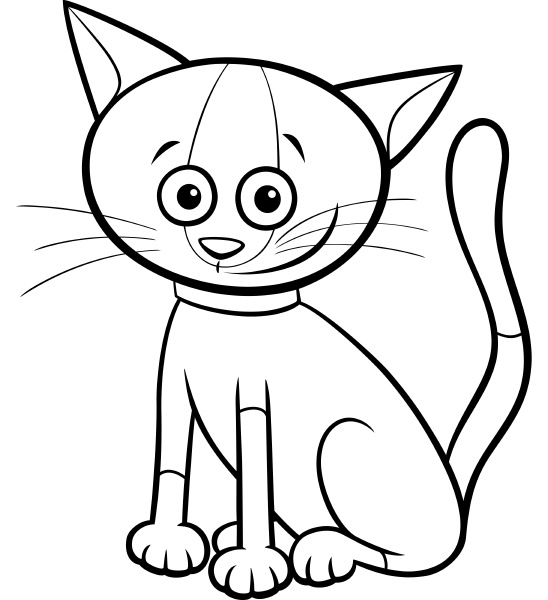 cat or kitten cartoon character coloring book page - Royalty free image ...