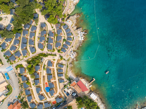 aerial view of luxury camping resort